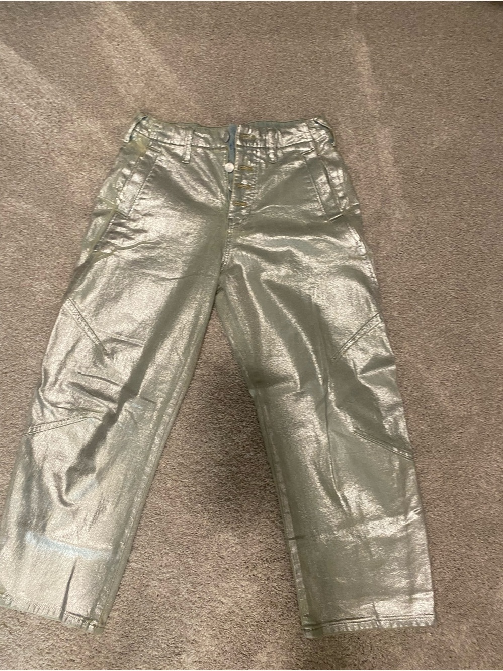Pilcro Metallic Silver Women’s Crop Pants - Picture 2 of 11